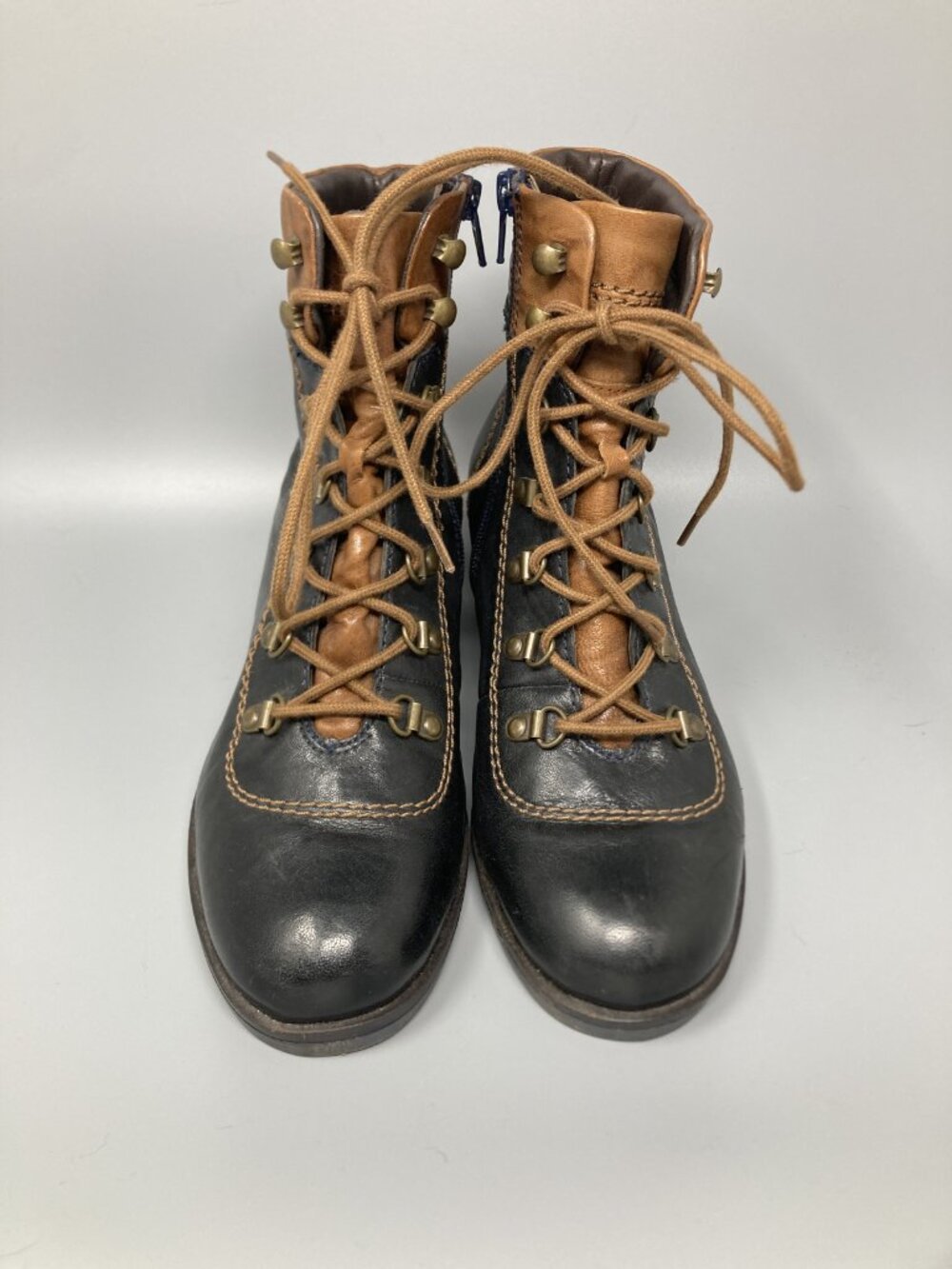 Josef Seibel Womens Two Tone Lace Up Ankle Boots Comfort Casual Walking Sz 39